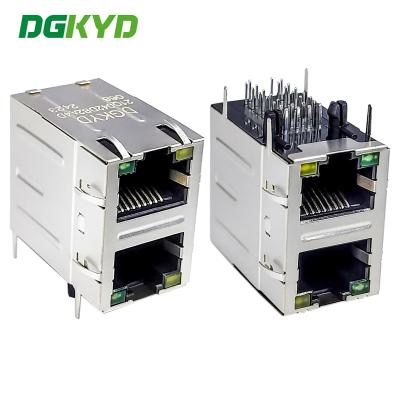 China RJ45 multi-poort connector 2X1 modulair blok stopcontact gigabit filter 6U DGKYD21Q042DB2A4D068 Te koop