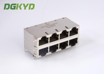 China RJ45 Magnetics 2X4 dual deck 8 port Gigabit Ethernet Rj45 connector 0811-2X4R-28-F RoHS for sale