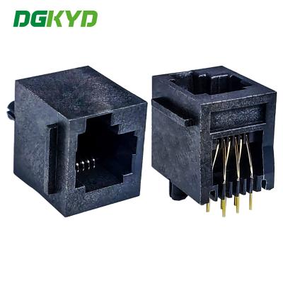 China RJ12 Ethernet-connector 1X1 6P6C met linkeroorbout volledig van kunststof DGKYD5222LE1166IWA1DY1 Te koop