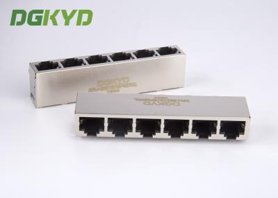 China Metal shield ganged 6 port rj45 keystone jack 8P8C without LED tab down for sale