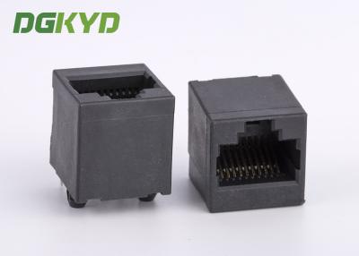 China PBT Black 180 Degree RJ45 Single Port , CAT6 10 Pins 10 Contacts RJ45 Keystone Jack RJ45 With Transformer for sale