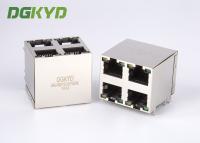 China OEM / ODM Shield 2X2 Dual Deck 4 Port RJ45 Modular Jack Without Transfomer for sale