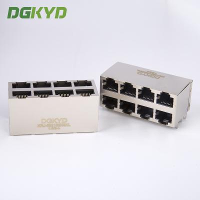 China Schirmen Sie 2x4 multiport rj45 lan-Sockel Häfen der Ethernet-Verbindungsstückdoppelplattform acht ab zu verkaufen