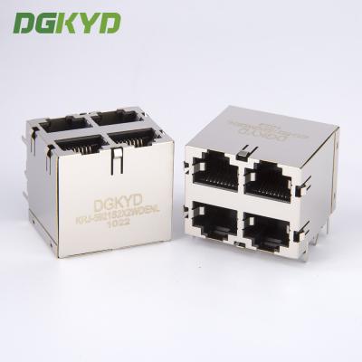 China Proteja o interruptor de rede duplo Jack dos portos do quadrilátero do conector dos ethernet da plataforma 2x2 Rj45 à venda