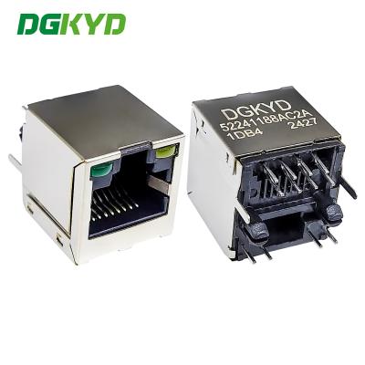 China 180 graden verticaal stopcontact RJ45 Netwerkpoortconnector 8P8C Interface DGKYD52241188AC2A1DB4 Te koop