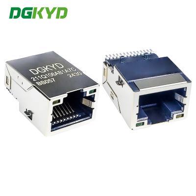 China RJ45 1000/BASE-T Integrated Filtering Network Connector LCP Surface Mount Interface DGKYD211Q106AB1A7CBS057 for sale