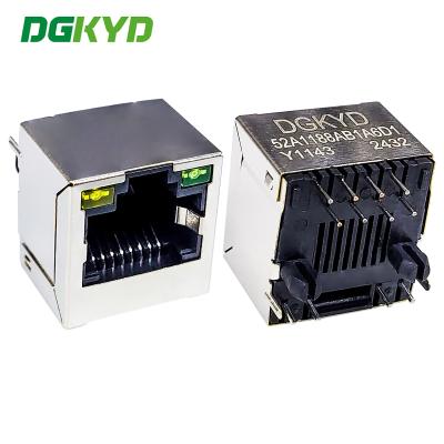 중국 변압기 네트워크 포트 소켓 8P8C 없이 RJ45 LED 직사착 수직 RJ45 DGKYD52A1188AB1A6D1Y1143 판매용