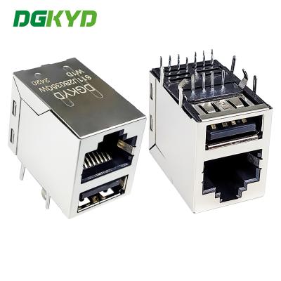 China RJ45 With USB Connector Modular Block Socket USB2.0 6U DGKYD611U2B035GWW1D for sale