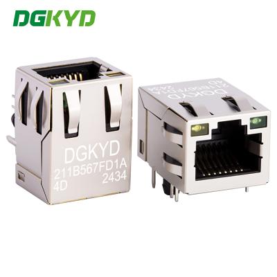 China 100M BASE-Tx RJ45 Ethernet Jack PCB Jack Shielded DGKYD211B567FD1A4D for sale