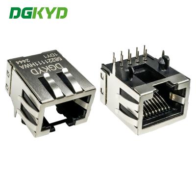 China RJ45 Interface Socket 10P10C With Shielded Ethernet Port Connector DGKYD56221111HWA1DY1 for sale