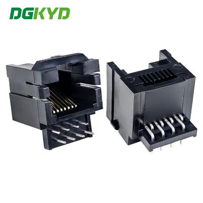 China RJ45 Bottom Socket 0-degree Series Black 8P8C Without Filter DGKYD01188IWW1DB1057 for sale