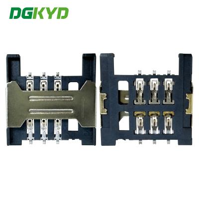 China SIM Card Holder 6PIN Drawer Style 1.8-high Telephone Card Holder  DGKYDSIM18H6A6A2Y3WSC286 for sale