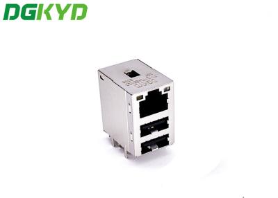 China DGKYD711Q170AE5W2D057 Geïntegreerde tab-up dubbel USB 2.0 RJ45 netwerkconnector voor PCMCIA Netcard Te koop