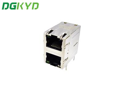 China 2 Port Gigabit Ethernet Modular Jack RJ45 Connector 2x1 Offset St / JK With LED Ethernet Filter 10Pin for sale