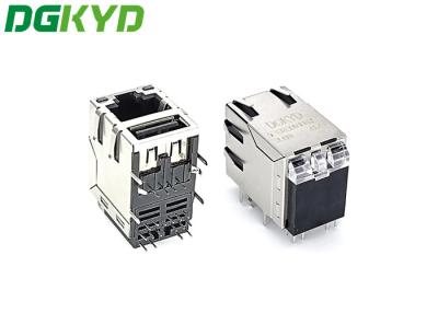 China 1000 Base-T Single Port RJ45 USB2.0 Jack Socket Connector for sale