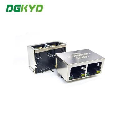 Chine La prise 1x2 de DGKYD112B002AA2A1D3 Rj45 mettent en communication 8P8C 100M Integrated Filter Connector a protégé la prise avec la lumière de LED à vendre