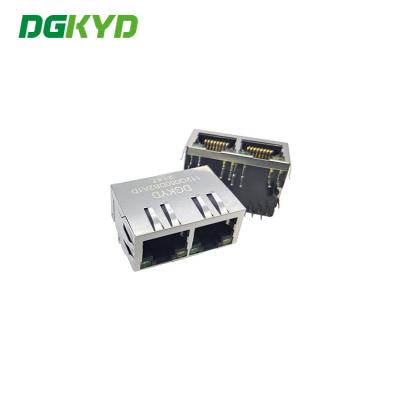 China 1X2 8P10C RJ45 Multiple Port Connectors With Shielding Shrapnel for sale