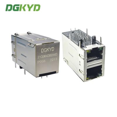 China Van de de multi-havencontactdoos van DGKYD21Q064DB2A4DP068 2X1 de filter POE van Gigabit Ethernet met licht en schildrj45 schakelaar Te koop