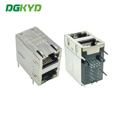 China De Schakelaar van DGKYD21Q070DB2A4D068 1000 basis-T 2X1 Multiport RJ45 met de Magnetische Filter van Rechte hoekethernet Te koop