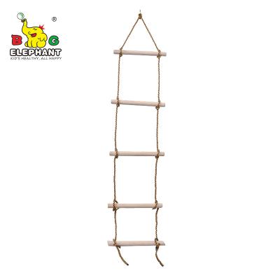 China High Strength Durable PE Playground Climbing Rope Ladder With Wooden Step For Kids for sale