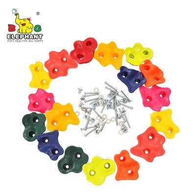 China Outdoor PE Rock Wall Kids Adventure Climbing Holds With Mounting Hardware for sale