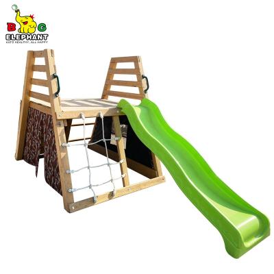 China Wooden Cooper - 2022 New Design Kids Plastic Slide With Climbing Net And Climbing Frame for sale