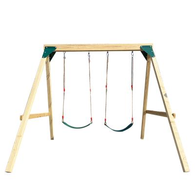 China Contemporary Outdoor Garden Playground Wooden Swing Set With EVA Swing Seat Belt for sale