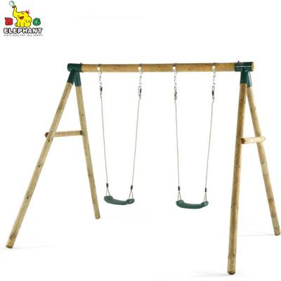 China Chinese Fir Wood A-Frame Wooden Log Swing Set For Playground for sale