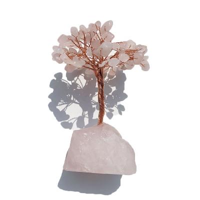 China China 7 Chakra Healing Crystals Silver Copper Tree Wrapped on Natural Clear Base Feng Shui Luck Quartz Figurine for sale