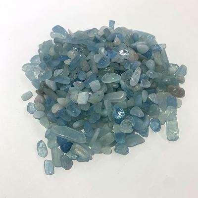 China Wholesale Natural Blue Green Quartz Crystal Gravel Aquamarine Tumble Crystal Stone Chips From China for sale