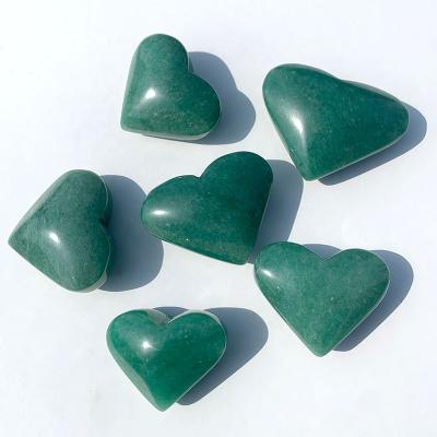 China China Natural Green Aventurine Heart Chakra Stone Polished Palm Crystals and Healing Stone for sale