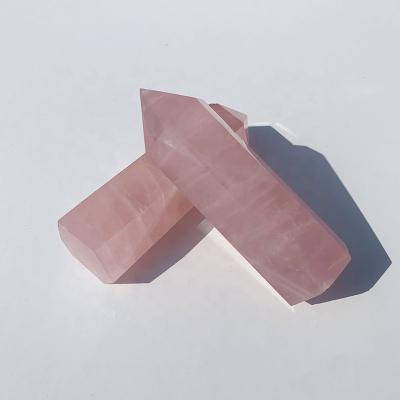 China China Wholesale Bulk Natural Raw Gemstone Polished Rose Quartz Crystal Points Wand for sale