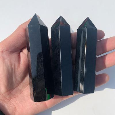 China China Obsidian Crystal Point Quartz Crystal Point Wand Polished Healing Stone Natural Black Obsidian for sale