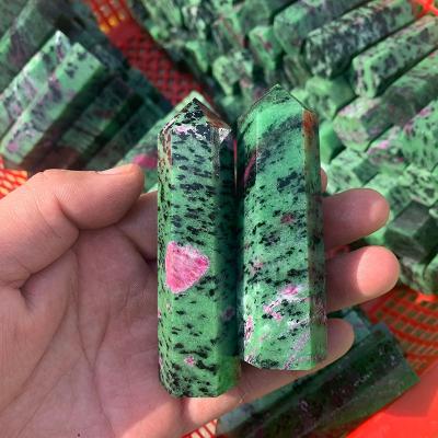 China Natural Red Green Red Green Stone Healing Wands Stone China Zoisite Crystal Point for sale