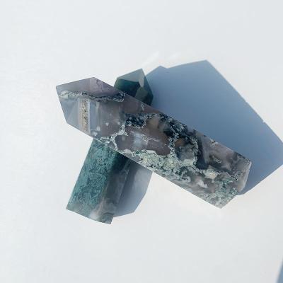 China Wholesale Natural Point Of Moss Agate Geode Druzy Tower Healing Crystals Tower Gemstone Tower From China for sale