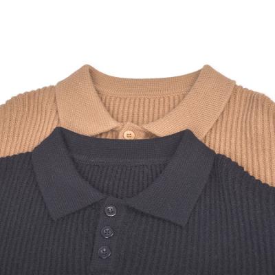 China Boys' Polo-Neck Cotton Anti-Shrink Knit Sweater Pullover Long Sleeve Kids Polo Shirt Textured Knitted Polo Shirt (3-10yrs) for sale