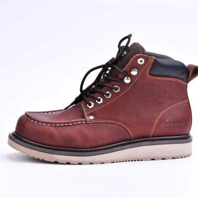 China Horse Leather Mens Brown Leather Work Boots Euro 39-45 Construction Work Shoes for sale