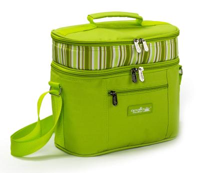 China Cooler Compartment/Shoulder Strap/Green PEVA Handle/Zipper Pocket Picnic Care Basket New Design 2 Person Picnic Front Bag Insulated Cooler Bag for sale