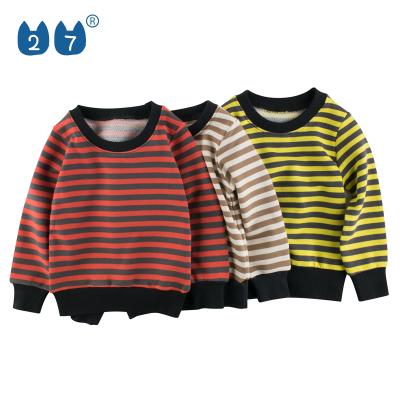 China Autumn Winter Kids Clothes Boys Casual 100% Cotton Knitted Stripe Anti-Shrink Sweatshirt for sale