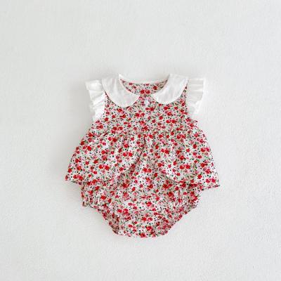 China New Breathable Thin Type Floral Baby Rompers Baby Sleeve Princess Dress Overalls Romper Throws for sale