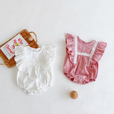 China 2021 Popular New Baby Summer Institut Statistics Baby Big Clothes Romper Sleeves Lace Up Baby Jumpsuit Jumpsuit Romper for sale