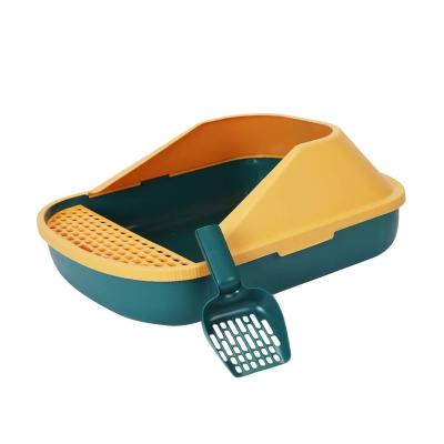 China Good Quality Large Plastic Large High Sealing Sided Cat Litter Box With Partially Enclosed Frame for sale