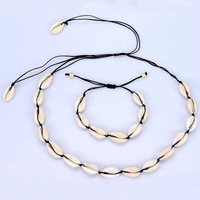 China Hot European and American natural white women's hand-woven jewelry necklace bracelet seashell creative style conch shells accessories wholesale for sale