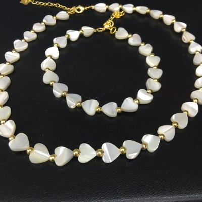 China Chunky Heart White Shell Charm peach fashion bracelet shell back necklace Europe and America vintage jewelry wholesale for sale