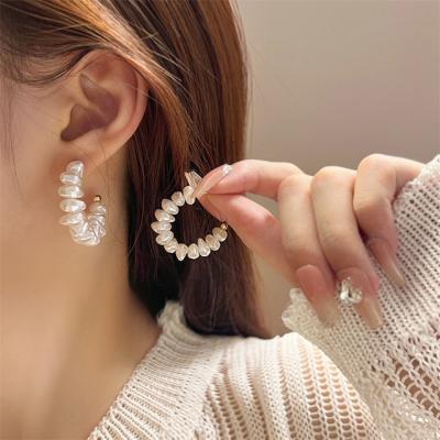 China New Fashion CLASSIC C-Shaped Imitation Design Imitation Pearl Earring High End Circle Earrings For Women Trendy Jewelry for sale