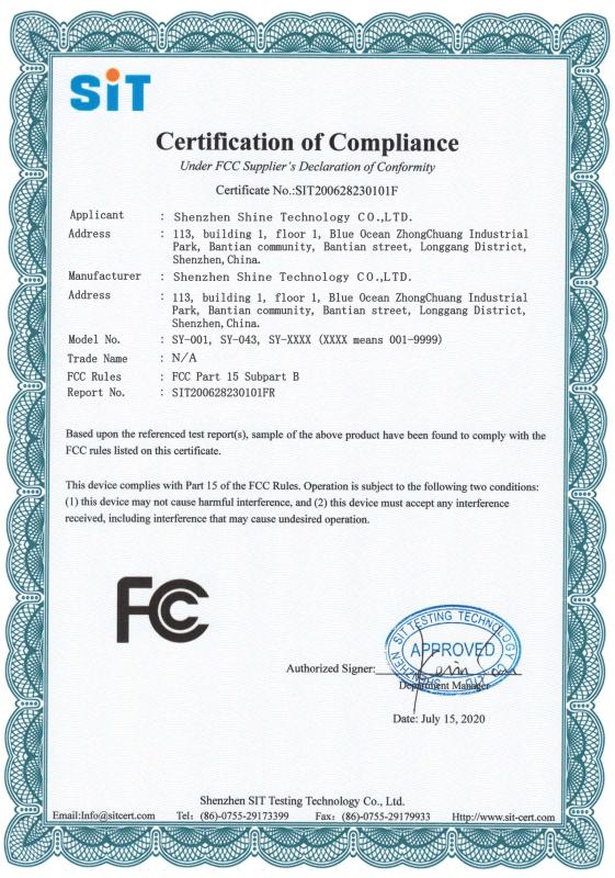 FCC - Shenzhen Shine Technology Co., Ltd.