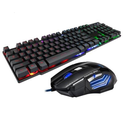 Cina AN-300 Wired 104Keys Backlit Multimedia Ergonomic Gaming Keyboard and Mouse with Laser Printing + 2400DPI 7D Gaming mouse in vendita