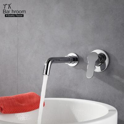 China Brass Wall Mounted Basin Bathtub Faucet 100% Chrome Body Metered Dual Use Faucet Basin Faucet for sale