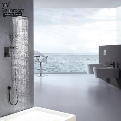 China Without Single Handle In-wall Slide Bar Shower Faucets Matte Black Shower Set for sale