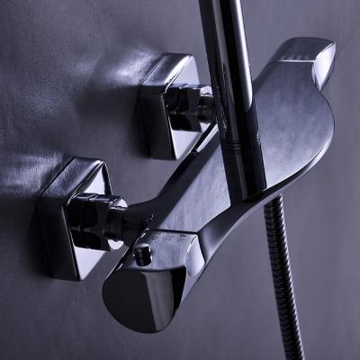 China With Slide Bar European Thermostatic Tube Chrome Bath Bathroom Shower Mixer Tap Wall Mounted for sale